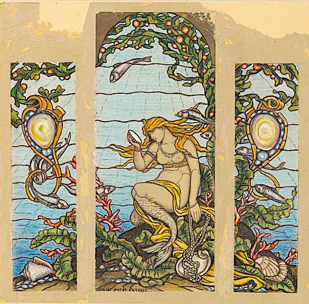 mermaidenkay:  The Mermaid Window ~ design for stained glass window for the A.H.