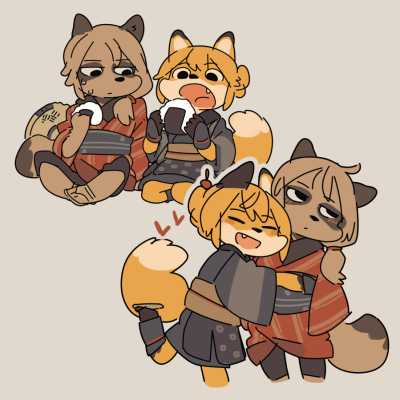 yagithegoat:fox and tanuki