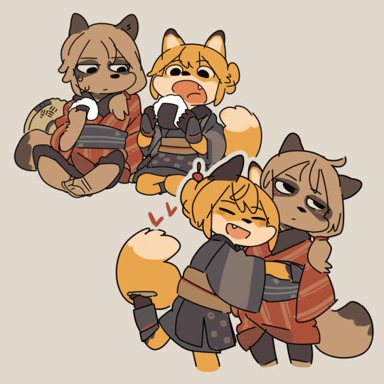 yagithegoat:fox and tanuki