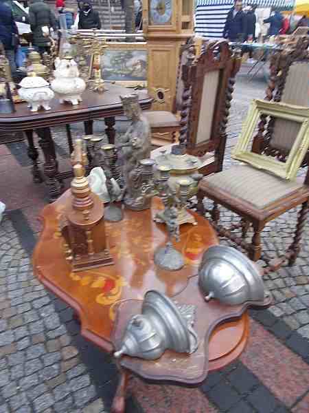 Some antique merchandise offered for sale in the city Wroclaw, Poland.