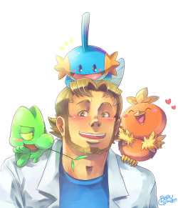 beau-gilliam:  A fanart celebrating the existence of Pokémon Omega Ruby and Alpha Sapphire. Professor Birch is my favorite professor, so why not drawing him? =3 He’s very cute the way he is so I’m happy they didn’t change his design. =3 It seems