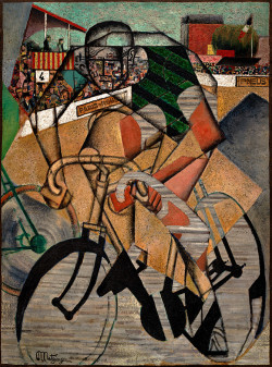 harteconhache: Jean Metzinger - “En el velódromo” (1912, óleo y collage sobre lienzo, 130 x 97 cm, Peggy Guggenheim Collection, Venecia) El pintor francés Jean Metzinger no es fácil de clasificar. Se dejó influir por diferentes movimientos de