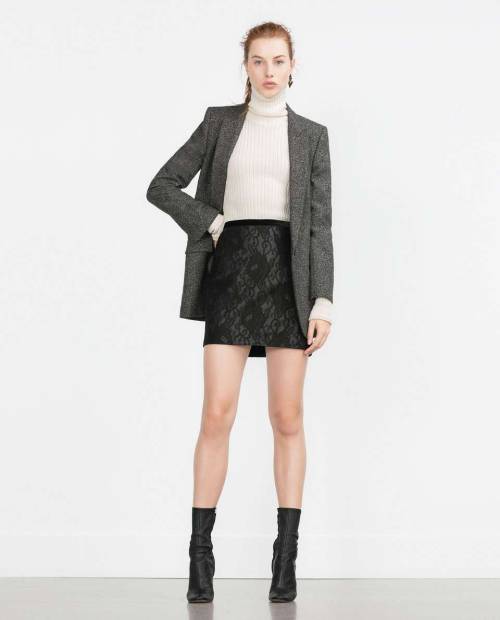 Faux Leather And Lace SkirtSearch for more Skirts by Zara on Wantering.