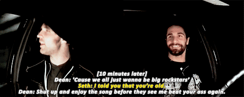 finnamonroll: WWE AU: Dean Ambrose and Seth Rollins on Ride Along.