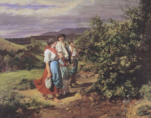 The lovers at a crossroads. Return from work, 1861, Ferdinand Georg Waldmüllerwww.wikiart.or