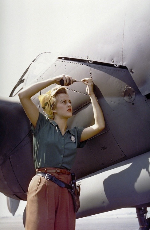 wehadfacesthen:
“ A female Lockheed employee works on a P-38 Lighting in Burbank, CA, 1944.
”
Is it hot in here?