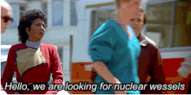 wheeloffortune-design:daughterofscotland:katharkness:sugarkat:startrekvsfaceapp:Objectively the bestof theStar Trek movies.The best bit of the “nuclear wessels” scene, is that Nichelle Nichols and Walter Koenig literally went out and asked passerby.