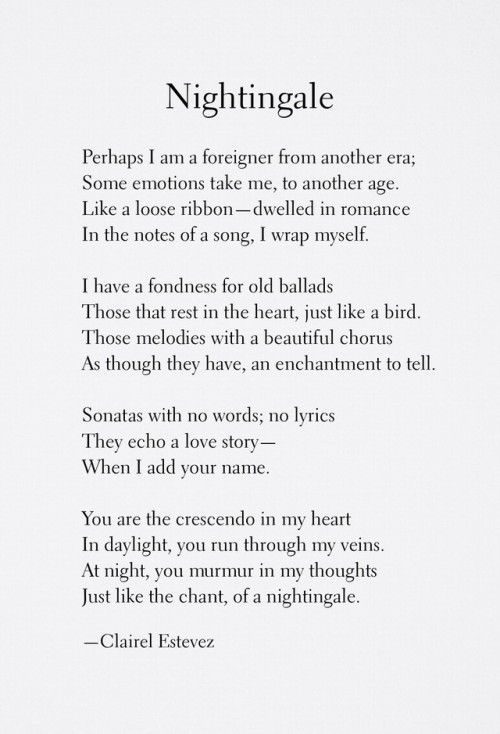 ~ Nightingale ~ Love Poem; PoetryThank you so much for reading my work!Poetry Website:www.Thewishful
