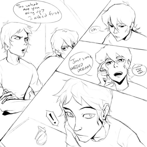 pumagami:  Part 1/ Part 2(Read left to right) Lance wakes up after another nightmare. Also I really like slow burn romance so ya