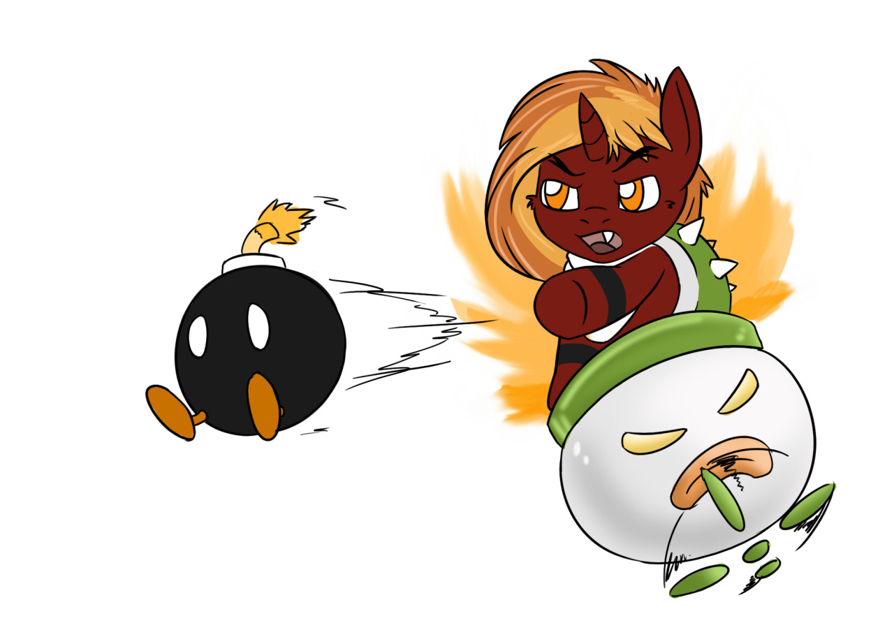 taboopony:  taboopony:  Baby Scuttlebug Bowser: Bomb to the face! well.. i think