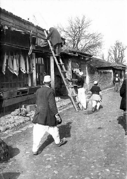 Reopening of the shops. Shkoder, Albania. 1916.