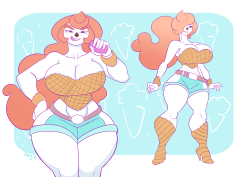 jaehthebird:  Jasper the ice cream gal!After my splitting headache i drew a very doodlish pic so now i have  a much better detaled concept of her.
