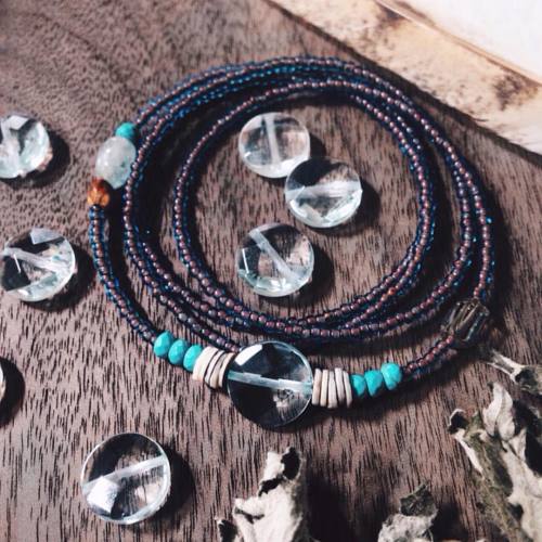 The Mni Wiconi - &ldquo;Water is Sacred&rdquo; jewel with Turquoise, Aquamarine, Smoky Quartz, Aqua 