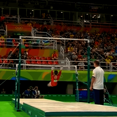 itssimonebiles:Aliya Mustafina defending her Uneven Bars gold medal at the 2016 Olympic Games in Rio