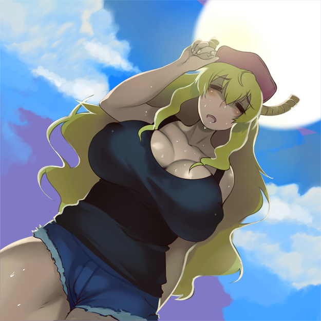 lewdanimenonsense: sweaty big breasted dragon girl :) Source 