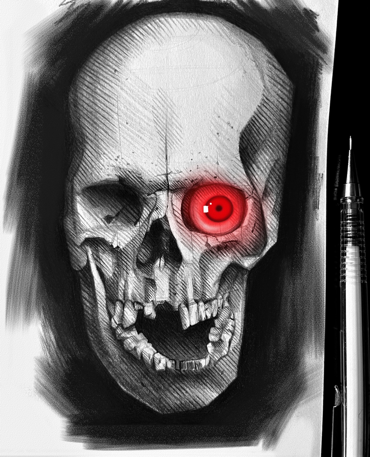 Skull Tattoo. Hand Pencil Drawing on Paper. Stock Illustration -  Illustration of humor, scary: 80552215
