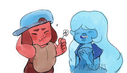 kayydotts: First i was drawing the cuties then i wondered if Sapphire was actually smelling the flower? 