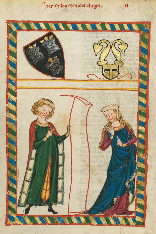 Illustrations from the Codex Manesse by the Grundstockmaler, 1305-1315