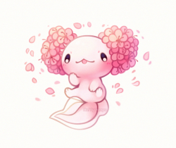 fluffysheeps:Cherry blossom axolotl! 🌸