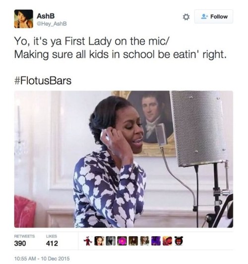 loveremains4eva: baronessvondengler: buzzfeed: #FlotusBars Is The Best Thing You’ll See All Da