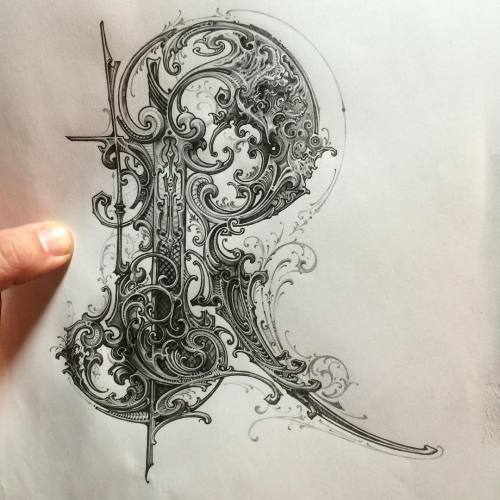 typeverything:Typeverything.com - R, pencil on paper by @oldsouls.