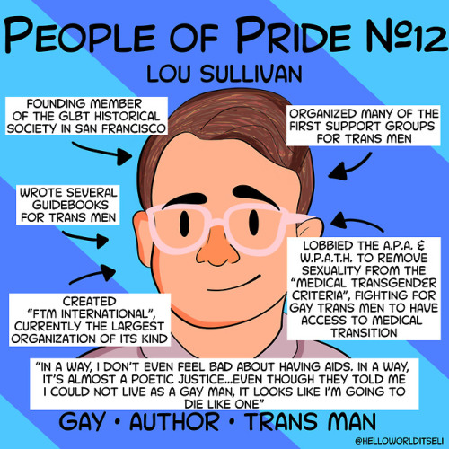 People of Pride #12: Lou SullivanLiving his life as an out gay trans man, Lou was able to create com