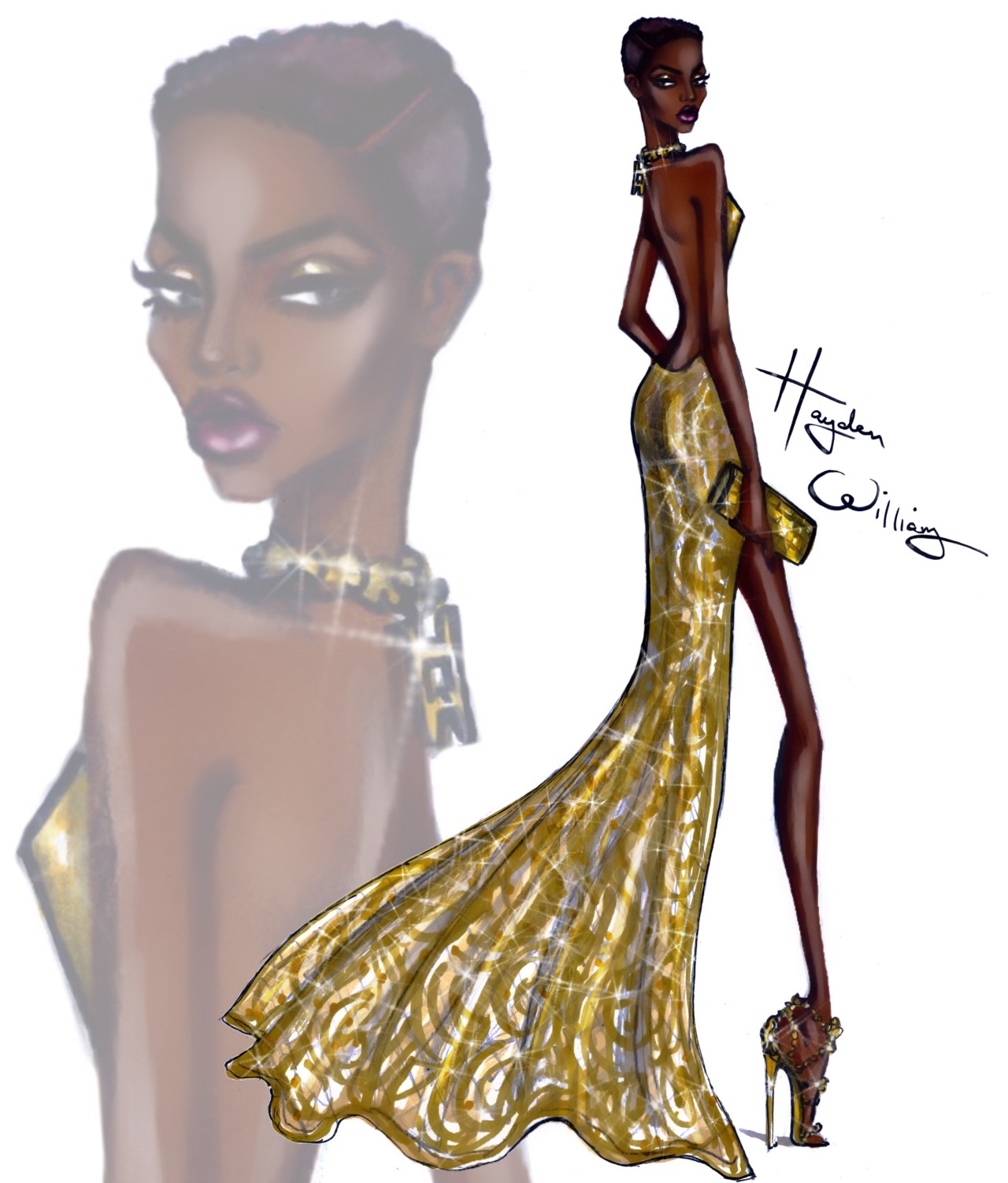 Hayden Williams Fashion Illustrations | Glam Night Out: ‘Going for Gold ...