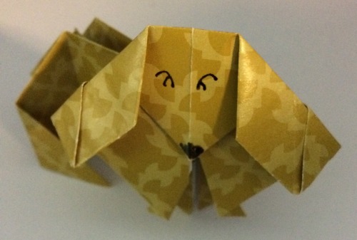 This Pomeranian was a new diagram up at Origami Club, and it looked a lot cooler on the page. Still, I suppose he’s all right, for a paper dog.