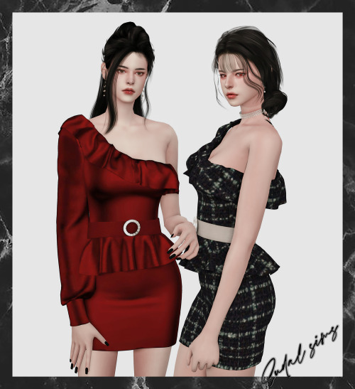 [Sudal] Belt ruffle dress▶ All lod▶ Nomal map▶ Belt - Specular Map▶ 30 Swatch ♥ Thanks for all CC 