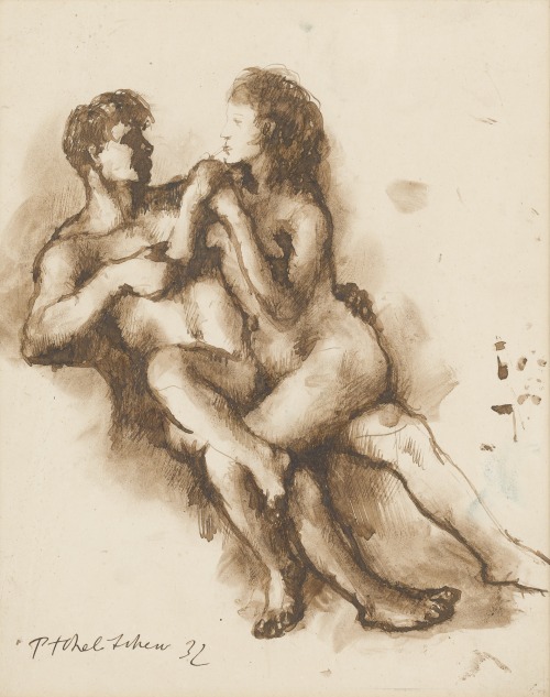 thunderstruck9:Pavel Tchelitchew (Russian, 1898-1957), Nude couple, 1932. Ink on paper, 25.5 x 20.5 