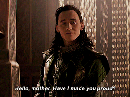 badspacedads:loki continuously unsure of where the hell he stands within his family, a gifset