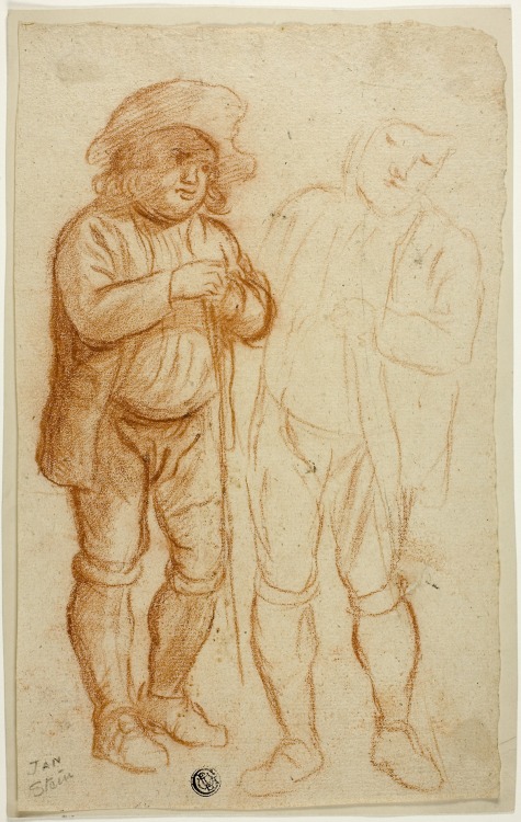 Two Sketches of Standing Man Leaning on Staff, Jan Steen, 1646, Art Institute of Chicago: Prints and