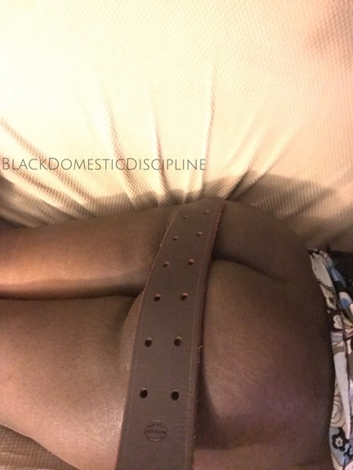 blackdomesticdiscipline: Every time @bbbsha is late for work she get her butt strapped before bed&he