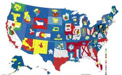 kingjaffejoffer: miraculoushufflepufftrash:   mapsontheweb:  The flags of every U.S. state made out of their county lines.  Each state has a flag?????   Reading the last reply made me realize that some people have said the name “United States” their