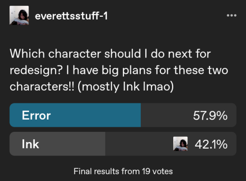 ERROR WON!! GREAT JOB ERROR LOVERS, HEHE!! (I'm An Error Lover Too, But My Boy Ink Has Big Story Behind