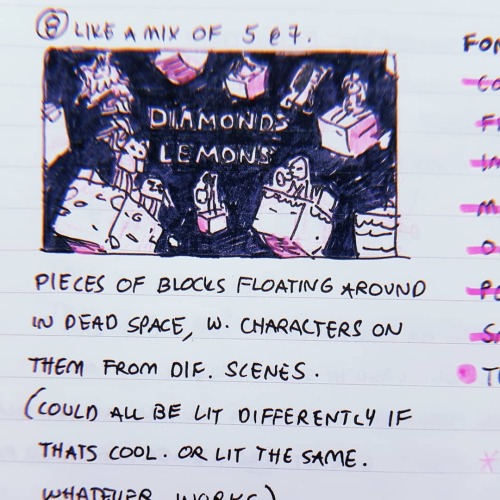 hannakdraws:Diamonds and Lemons (Minecraft special) title card brainstorm/thumbnail, title card design, and a few storyboard panels by writer/storyboard artist Hanna K. Nyström