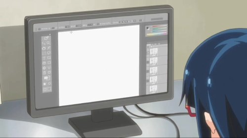 animegif-corner:  “Every Digital Artist will understand…” Anime: Denki-gai no Honya-san  ugh! DX>