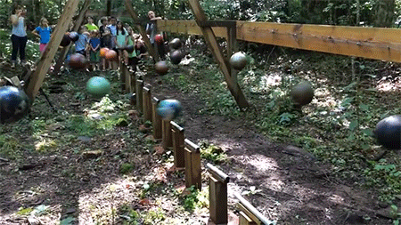 liminal-zone:  siterlas:  itscolossal:  A mesmerizing pendulum wave demonstration with 16 bowling balls in a North Carolina forest [VIDEO]  #oh god I thought this was an obstacle course for those children   #hypothetical lawsuits  