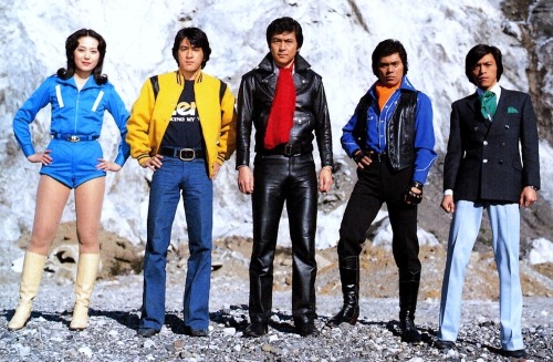 The team assembled in this civilian group shot from DENSHI SENTAI DENZIMAN.