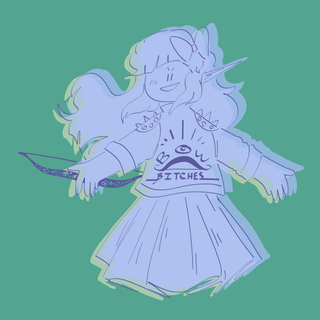 the feywild kids!! i like to think they’re doing well out there [ID: the first image is a scribble of Territh from NADDPOD. she...