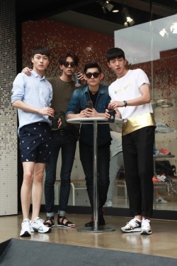 koreanmalemodels:  Jang Kiyong, Joo Woojae, Park Hyungseop, and Nam Joohyuk for Le Coq Sportif x Acenap (cr: acenap) 