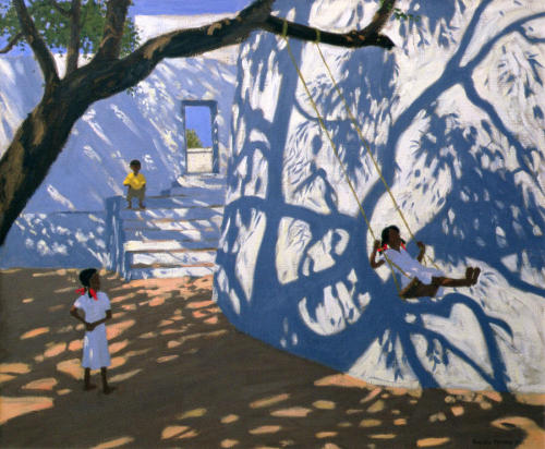 urgetocreate:Andrew Macara (England b.1944), Girl on a Swing, South India, 2000, Oil on canvas