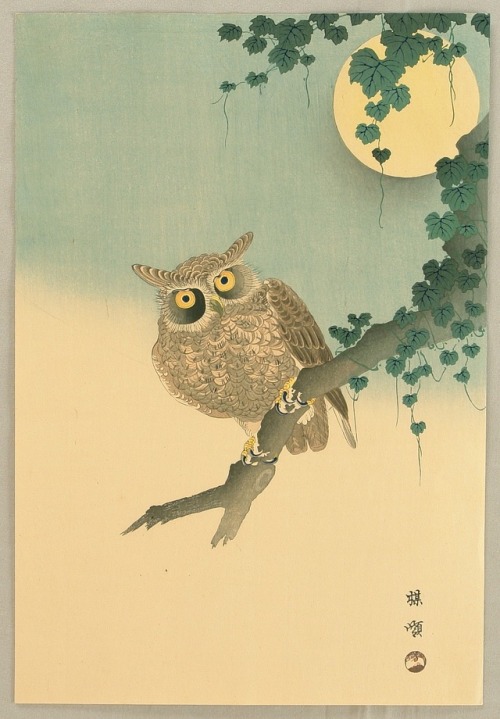 wonderlartcafe:Artist: Kono BaireiTitle: Eagle OwlDate: Ca. 1920s