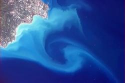 canadian-space-agency:  “Enormous eddy off the Italian coast.” - Col. Chris Hadfield aboard the International Space Station