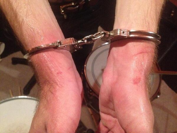 crippledbastard:  So Zach Hill played an entire Death Grips set in handcuffs.  