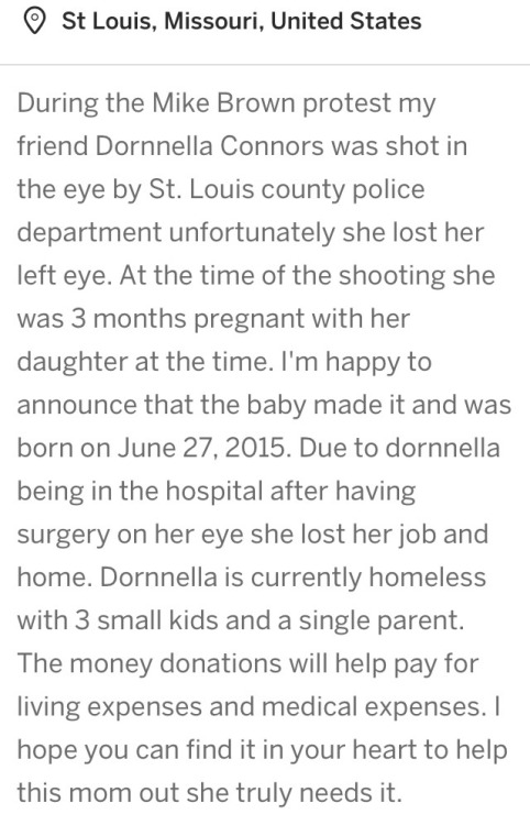 whatisthat-velvet: If you guys could please donate and/or share this to help this woman out. She los