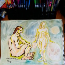 Put some color into a sheet of life drawings