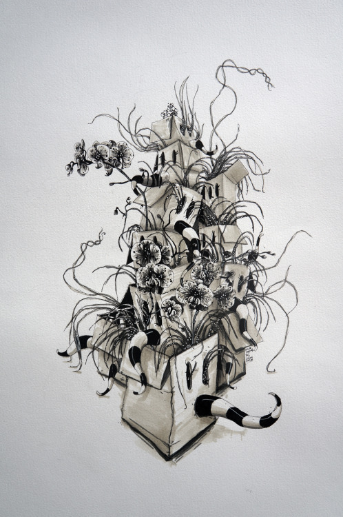 rottenleftovers:  The Perfect Fit. Ink on paper. 2013
