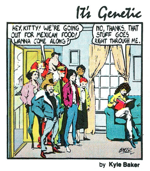 comicartistevolution:Kyle Baker 1985-1986: “It’s Genetic” from Marvel Age #31 - 60Having landed an i