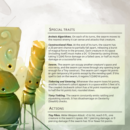 Clockwork Cohort – Medium swarm of Tiny constructs, unalignedExperts for the ancient protobots still